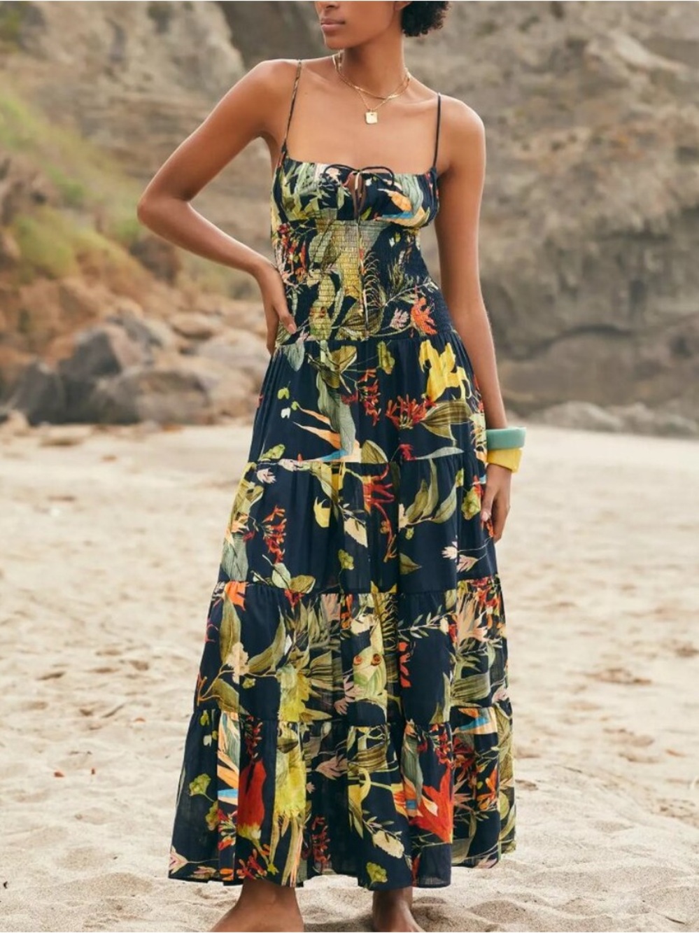NWOT Anthropologie The Josephine Smocked Drop-Waist Dress